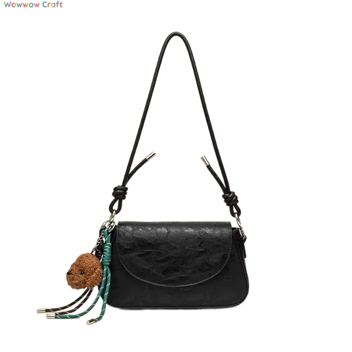 Shoulder Bags,Totes,Leather Bags,Black Brown Vintage Textured Leather Shoulder Bag - Leather Crossbody Bag